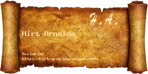 Hirt Arnolda névjegykártya